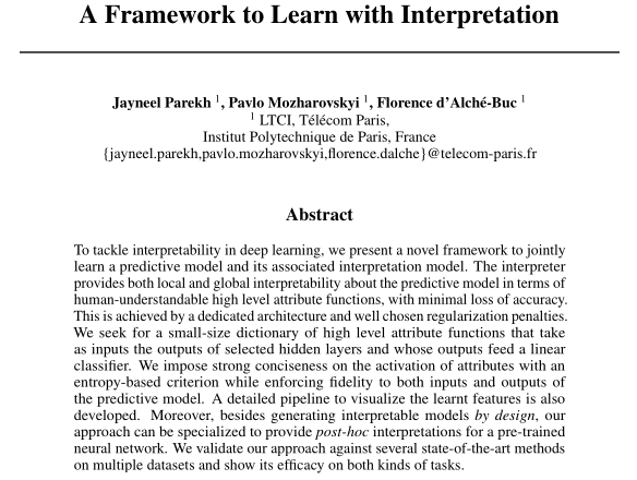 A Framework to Learn with Interpretation